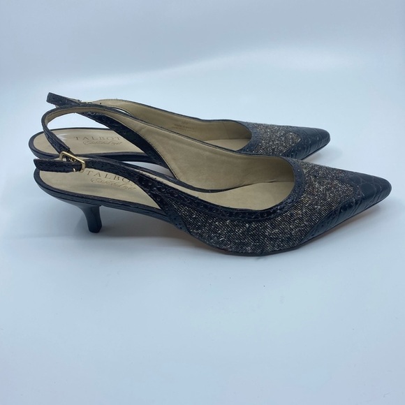 Talbots Tweed Slingback Kitten Heels | Size 10 | Classic Pointed Toe Pumps - Picture 5 of 9